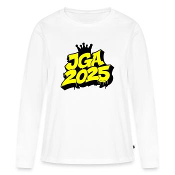 Enterrement de vie de garçon 2025 Enterrement de vie de garçon - T-shirt manches longues Premium bio Femme - blanc - Devant - Julia (174cm)
