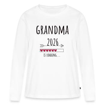 Futur grand-mère 2026 Cadeau Grossesse - T-shirt manches longues Premium bio Femme - blanc - Devant - Julia (174cm)