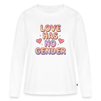 Love Has No Gender – Rainbow Typography Design - Frauen Premium Bio Langarmshirt - Weiß - Vorne - Julia (174cm)