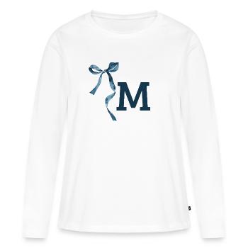 Monogramme m idée cadeau  - T-shirt manches longues Premium bio Femme - blanc - Devant - Julia (174cm)