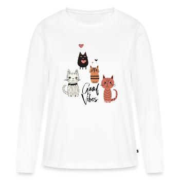 Verspielte Katzen - Frauen Premium Bio Langarmshirt - Weiß - Vorne - Julia (174cm)