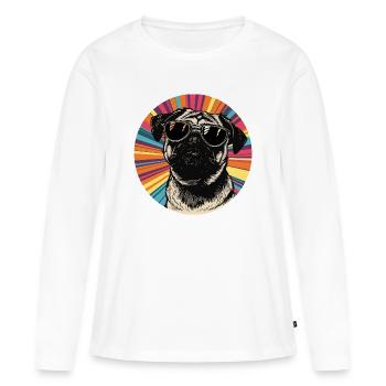 Chien décontracté avec des lunettes de soleil - T-shirt manches longues Premium bio Femme - blanc - Devant - Julia (174cm)