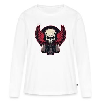 Piston Flaming Skull - Women's Premium Organic Long Sleeve Shirt - white - Front - Julia (174cm)