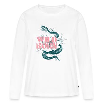 Wild Born Snake and Leaf Design - Women's Premium Organic Long Sleeve Shirt - white - Front - Julia (174cm)
