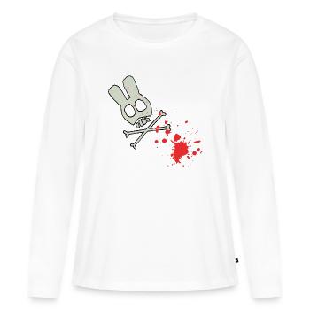 Squelette de crâne avec éclaboussures de sang - T-shirt manches longues Premium bio Femme - blanc - Devant - Julia (174cm)