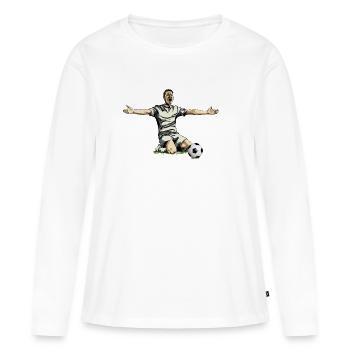 Cheering soccer player on the floor - Women's Premium Organic Long Sleeve Shirt - white - Front - Julia (174cm)