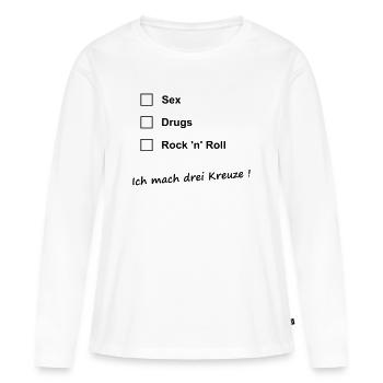 Sexe, drogues, rock - T-shirt manches longues Premium bio Femme - blanc - Devant - Julia (174cm)