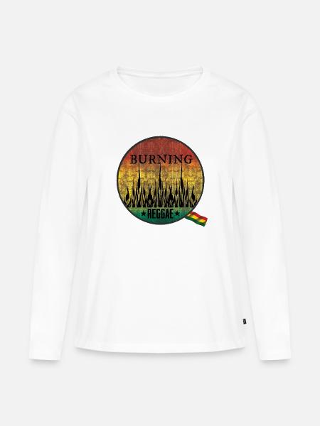 Feuriges Burning Reggae Emblem - Frauen Premium Bio Langarmshirt - Weiß