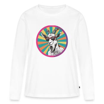 Lässige Ziegenporträt mit Sonnenbrille - Frauen Premium Bio Langarmshirt - Weiß - Vorne - Julia (174cm)