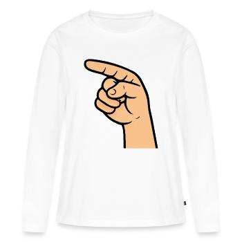 Hand Index Finger Comic - Women's Premium Organic Long Sleeve Shirt - white - Front - Julia (174cm)