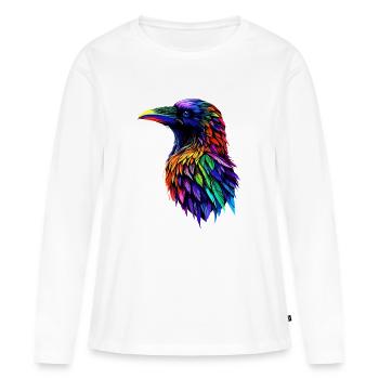 Corbeau, Corbeau, Oiseau, Corbeau Corbeau, Choucas, Corbeau noir - T-shirt manches longues Premium bio Femme - blanc - Devant - Julia (174cm)