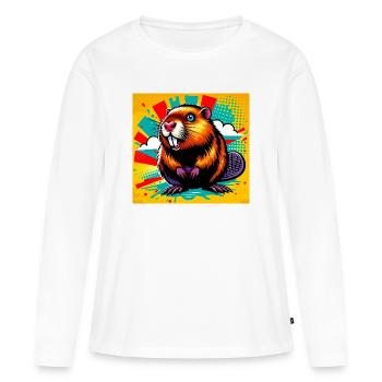 castor - T-shirt manches longues Premium bio Femme - blanc - Devant - Julia (174cm)