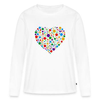 Colourful Polka Dot Heart – Bright Spotty Dotted  - Women's Premium Organic Long Sleeve Shirt - white - Front - Julia (174cm)