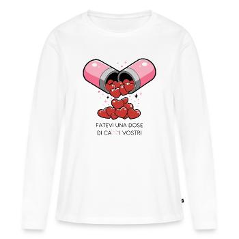 pilule d’amour - T-shirt manches longues Premium bio Femme - blanc - Devant - Julia (174cm)