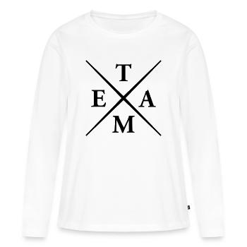Équipe - T-shirt manches longues Premium bio Femme - blanc - Devant - Julia (174cm)