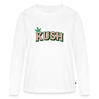 KUSH Rétro Feuille - T-shirt manches longues Premium bio Femme - blanc - Devant - Julia (174cm)