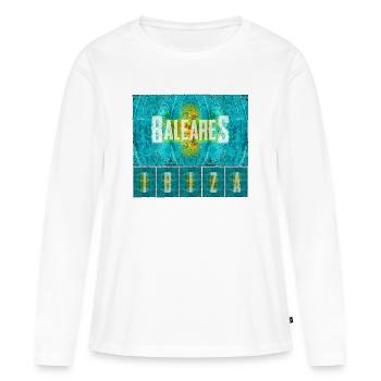 Balearen Insel Vibe Druck - Frauen Premium Bio Langarmshirt - Weiß - Vorne - Julia (174cm)