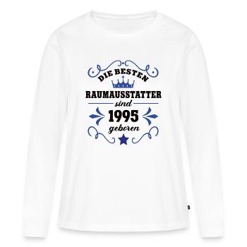 Décorateur d’intérieur Anniversaire Vintage 1995 Décorateur - T-shirt manches longues Premium bio Femme - blanc - Devant - Julia (174cm)