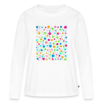 T-shirt à pois arc-en-ciel tachetés - T-shirt manches longues Premium bio Femme - blanc - Devant - Julia (174cm)