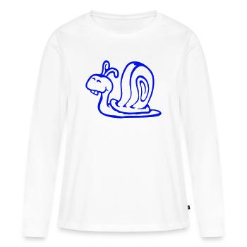 Schnecke Hasenzähne niedlich süß glücklich lustig - Frauen Premium Bio Langarmshirt - Weiß - Vorne - Julia (174cm)