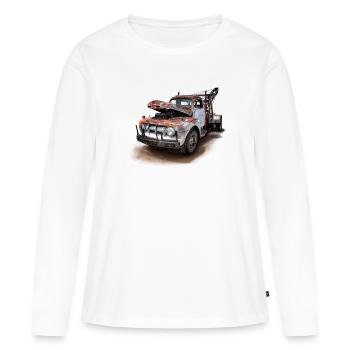 Dépanneuse rouillée Vintage - T-shirt manches longues Premium bio Femme - blanc - Devant - Julia (174cm)