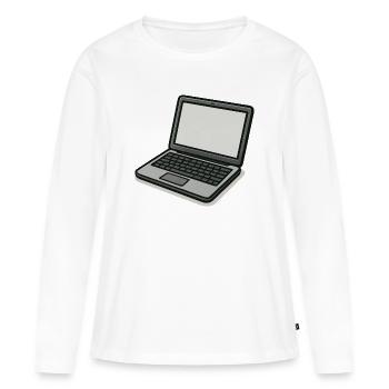 Ordinateur portable de style vintage - T-shirt manches longues Premium bio Femme - blanc - Devant - Julia (174cm)