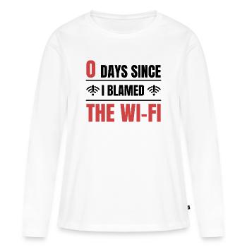 Techie 0 Days Since I Blamed The Wi-fi - Women's Premium Organic Long Sleeve Shirt - white - Front - Julia (174cm)