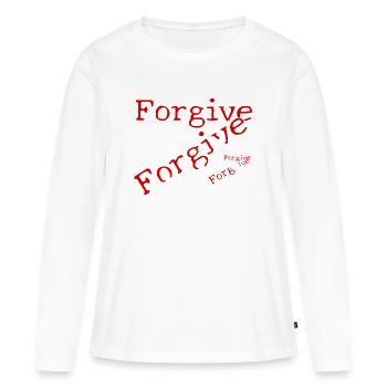 Vergebung in roter Typografie - Frauen Premium Bio Langarmshirt - Weiß - Vorne - Julia (174cm)