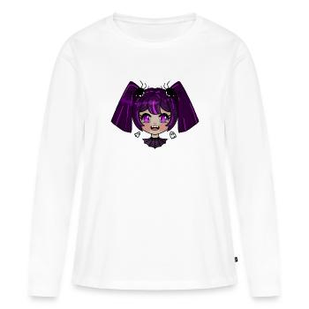 Chibi vampire avec des tresses violettes - T-shirt manches longues Premium bio Femme - blanc - Devant - Julia (174cm)