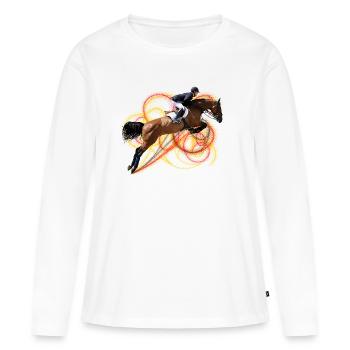 Galop de tourbillon de flammes - T-shirt manches longues Premium bio Femme - blanc - Devant - Julia (174cm)