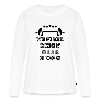 GYMNASE : Concentration et puissance - T-shirt manches longues Premium bio Femme - blanc - Devant - Julia (174cm)
