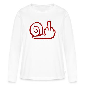 escargot majeur insulte branleur baise toi - T-shirt manches longues Premium bio Femme - blanc - Devant - Julia (174cm)