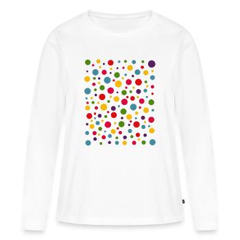 T-shirt à motif de couleurs de points tachetés - T-shirt manches longues Premium bio Femme - blanc - Devant - Julia (174cm)