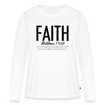 Monochrome Noir minimaliste - T-shirt manches longues Premium bio Femme - blanc - Devant - Julia (174cm)