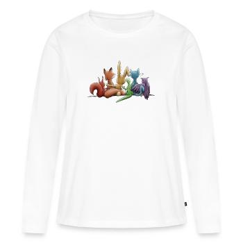 Regenbogen Tiere für Toleranz und Vielfalt - Frauen Premium Bio Langarmshirt - Weiß - Vorne - Julia (174cm)