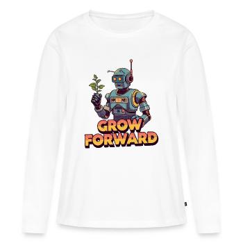 Grandir vers l’avant – Robot de science-fiction rétro - T-shirt manches longues Premium bio Femme - blanc - Devant - Julia (174cm)
