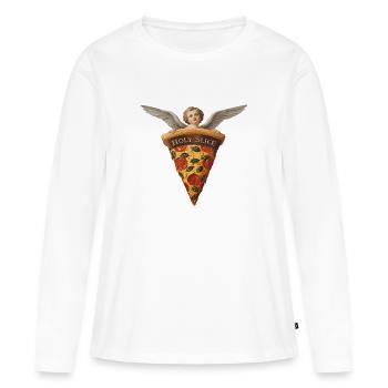 Tranche Sainte – Art de la pizza aux chérubins - T-shirt manches longues Premium bio Femme - blanc - Devant - Julia (174cm)