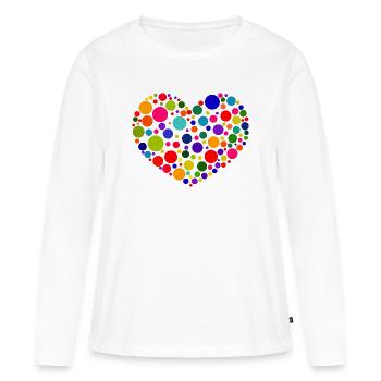Spotty Heart T-Shirt | Bright Colourful Dots Love - Women's Premium Organic Long Sleeve Shirt - white - Front - Julia (174cm)