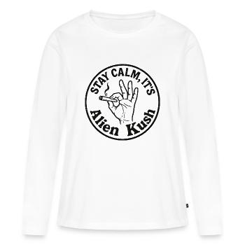 Stay Calm Alien Kush – design weed humour - T-shirt manches longues Premium bio Femme - blanc - Devant - Julia (174cm)