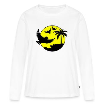 Oiseaux de l’île paradisiaque - T-shirt manches longues Premium bio Femme - blanc - Devant - Julia (174cm)