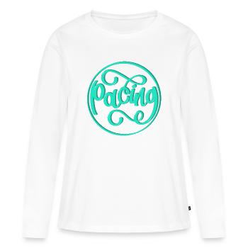 Rythme - T-shirt manches longues Premium bio Femme - blanc - Devant - Julia (174cm)