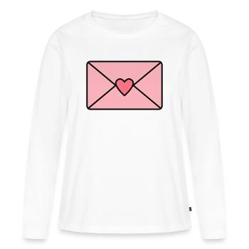 Lettre d’amour avec cœur - T-shirt manches longues Premium bio Femme - blanc - Devant - Julia (174cm)