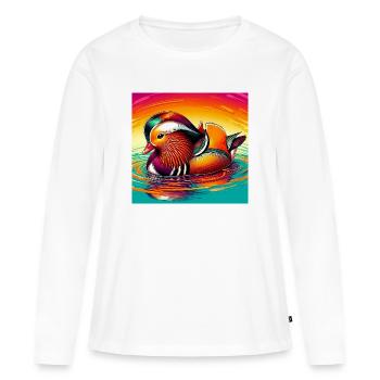 Canard mandarin - T-shirt manches longues Premium bio Femme - blanc - Devant - Julia (174cm)