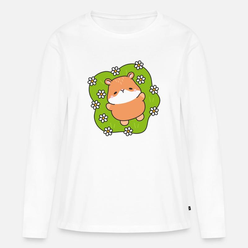 Gänseblümchen-Feldhamster - Frauen Premium Bio Langarmshirt - Weiß
