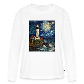 Phare Mer Baltique Mer Nord Plage Nord - T-shirt manches longues Premium bio Femme - blanc - Devant - Julia (174cm)