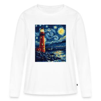 Phare Mer Baltique Mer Nord Plage Nord - T-shirt manches longues Premium bio Femme - blanc - Devant - Julia (174cm)