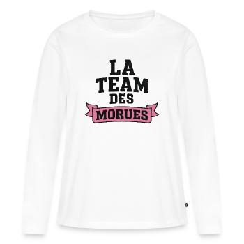 La Team Des Morues - T-shirt manches longues Premium bio Femme - blanc - Devant - Julia (174cm)
