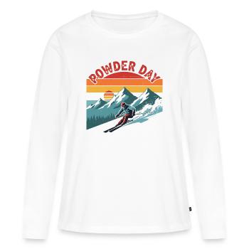 Ski Powder Day Retro Deep Snow Winter Sports - Women's Premium Organic Long Sleeve Shirt - white - Front - Julia (174cm)