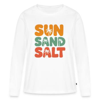 Été - Soleil, sel et sable - T-shirt manches longues Premium bio Femme - blanc - Devant - Julia (174cm)