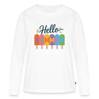 Bonjour l'été - T-shirt manches longues Premium bio Femme - blanc - Devant - Julia (174cm)